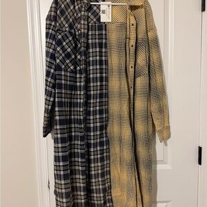 Oli & Hali plaid boho asymmetrical button-down duster jacket size small NWT